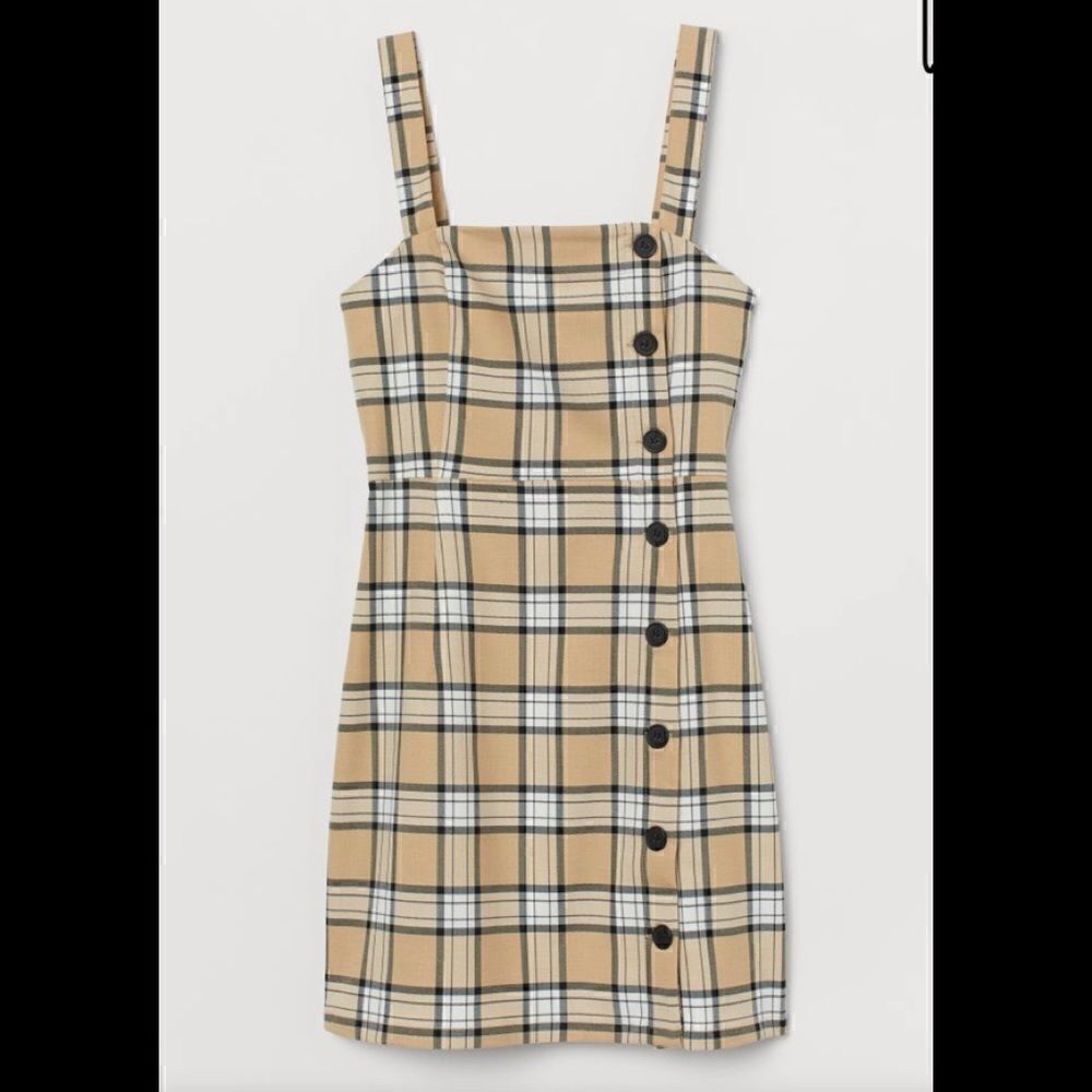 H&M beige checkered/plaid dress  